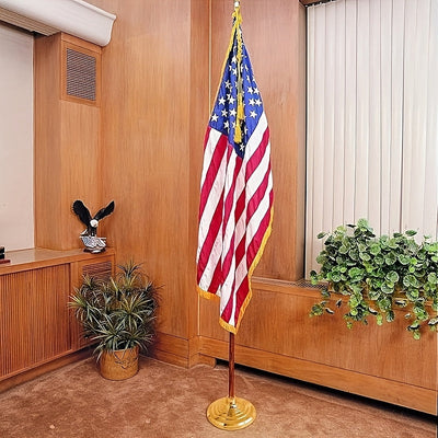 Base para asta de bandera dorada para interiores – ABS plástico resistente, con peso para mayor estabilidad, compatible con astas de 1.3”, 1.1” y 0.9”, ideal para decoración de hogar u oficina