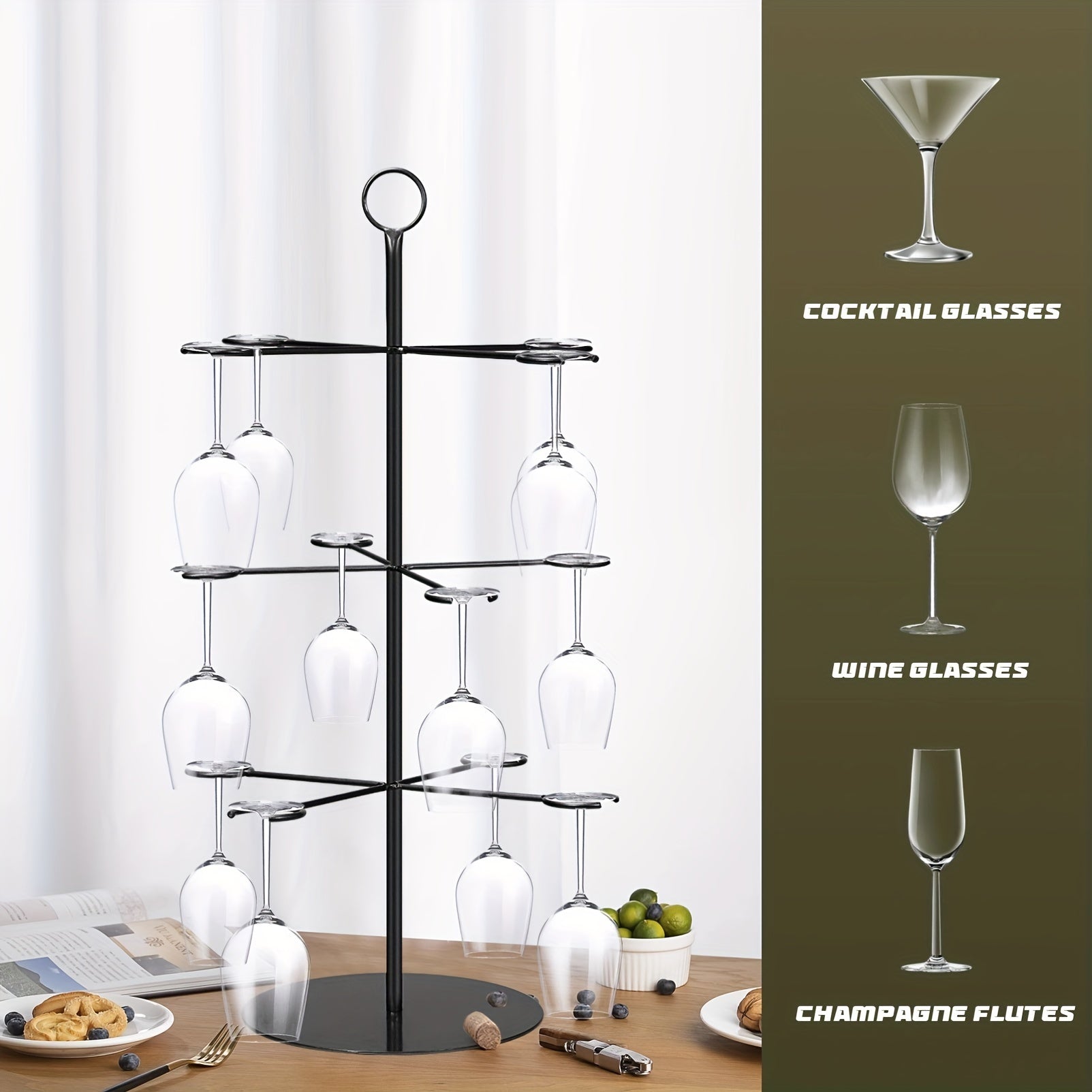 Elegante Estante de Almacenamiento, Portavinos Multiusos de Hierro Recubierto de Polvo - Elegante Estante de Almacenamiento de Metal para Decoración del Hogar y Bodas