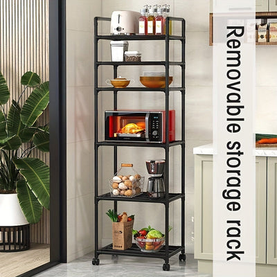 Estante de Almacenamiento Multifuncional de 6 Niveles con Ruedas para Cocina - Montaje Fácil, Organizador que Ahorra Espacio para Cocina, Baño y Sala de Estar - Construcción Metálica Duradera