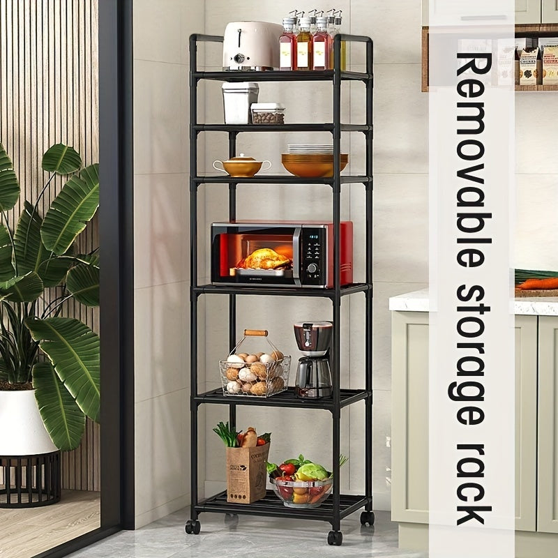 Estante de Almacenamiento Multifuncional de 6 Niveles con Ruedas para Cocina - Montaje Fácil, Organizador que Ahorra Espacio para Cocina, Baño y Sala de Estar - Construcción Metálica Duradera