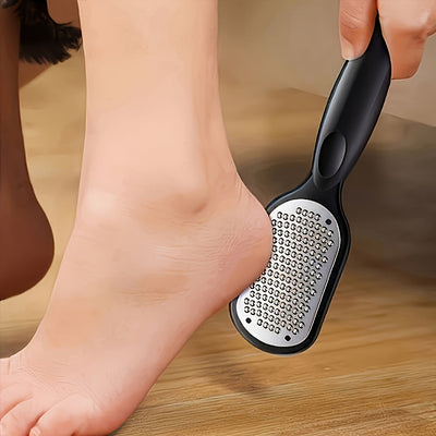 Exfoliante y eliminador de luz muerta beige, diseño a prueba de salpicaduras, mango negro ergonómico, lima de uñas profesional de acero inoxidable - Esencial para la rápida eliminación de heridas antiguas, spa en casa y cuidado de uñas.