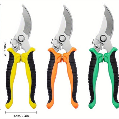 2/1pieza Tijeras de poda ergonómicas de acero inoxidable para jardinería y cuidado de césped - Mango antideslizante, cortadora de ramas duradera, mecanismo de resorte cómodo. Diseño ergonómico, construcción sólida, ideal para poda precisa y cuidado de cé