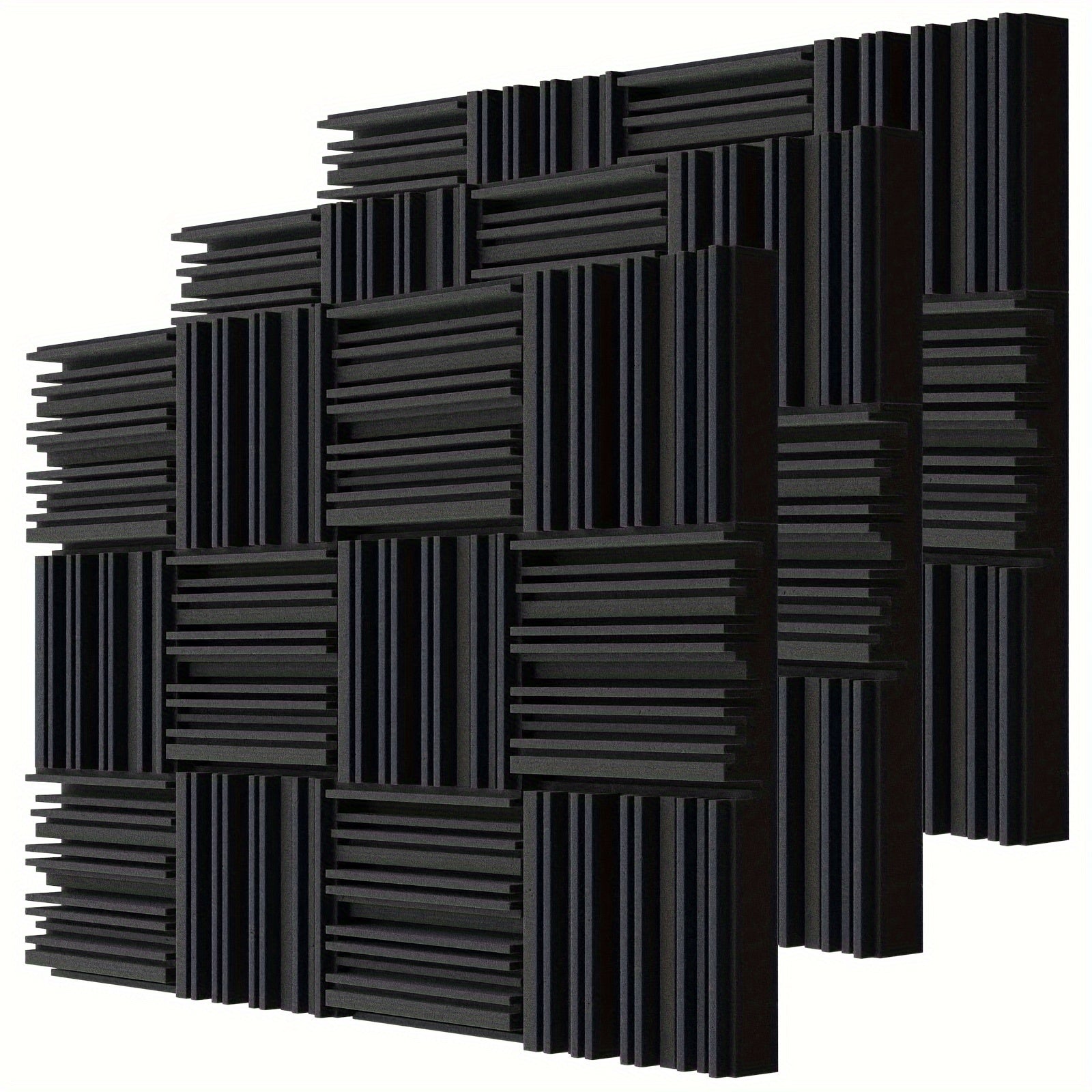 36 piezas de color negro, 30*30*5cm de alta densidad, retardante de llama, ranura de absorción de sonido, algodón absorbente de sonido, tablero de aislamiento acústico, tablero de espuma para oficina, estudio de grabación, sala de música, sala de juegos,