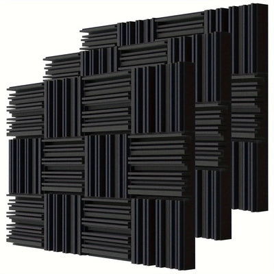 36 piezas de color negro, 30*30*5cm de alta densidad, retardante de llama, ranura de absorción de sonido, algodón absorbente de sonido, tablero de aislamiento acústico, tablero de espuma para oficina, estudio de grabación, sala de música, sala de juegos,