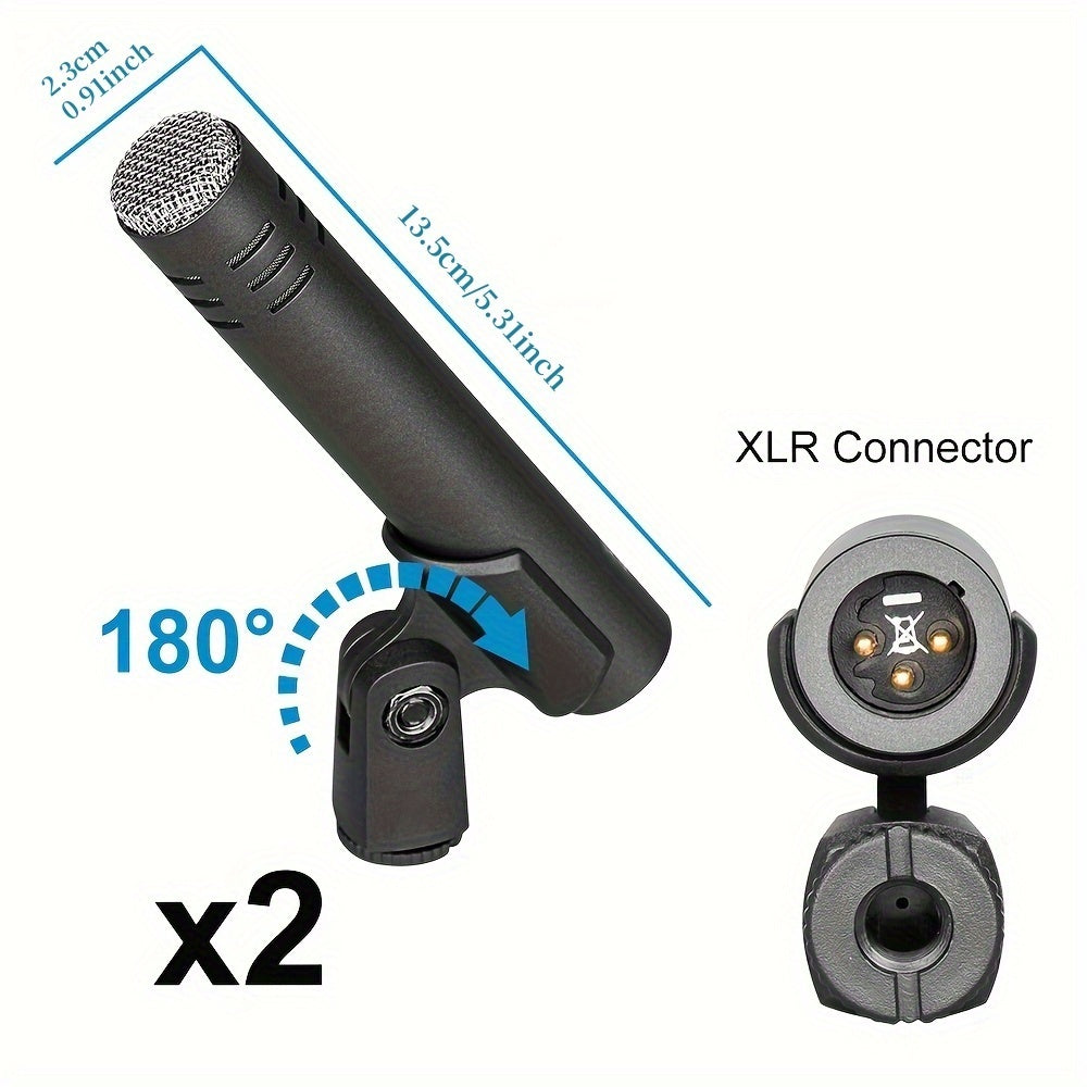 Kit de Micrófono Dinámico con Cable DEPUSHENG 7pcs - para Bajo/Tom/Snare/Hi-hat Cymbals, Soportes y Clips Roscados