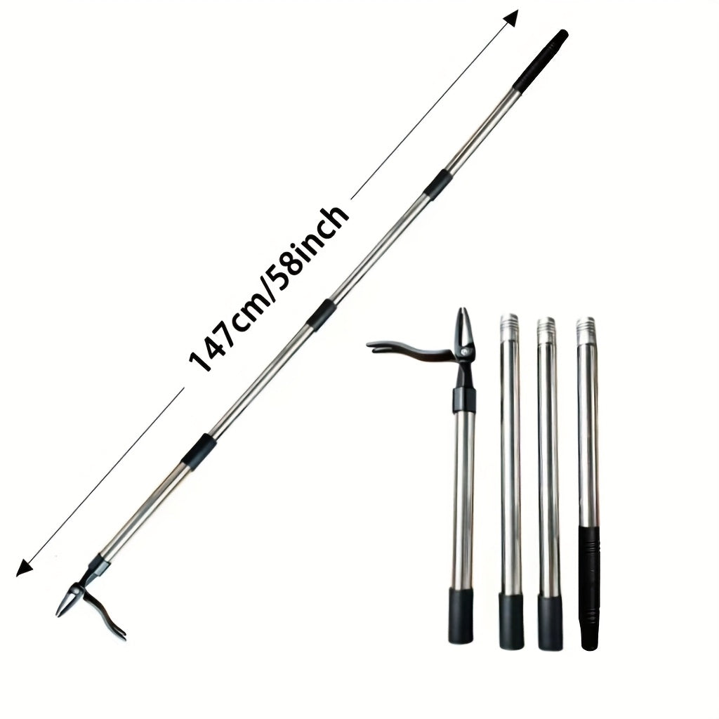 Herramienta de arrancador manual de acero inoxidable - Mango ergonómico, púas ajustables para la extracción de raíces profundas, herramienta de arrancador duradera para el hogar y el uso profesional, herramienta de arrancador, jardinería profesional, aca