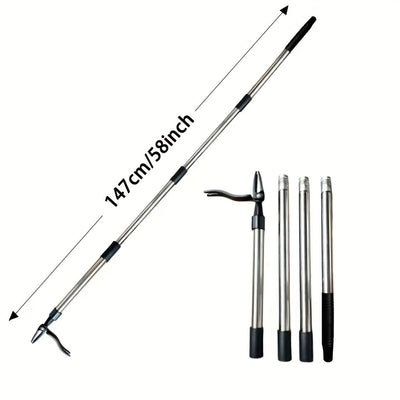 Herramienta de arrancador manual de acero inoxidable - Mango ergonómico, púas ajustables para la extracción de raíces profundas, herramienta de arrancador duradera para el hogar y el uso profesional, herramienta de arrancador, jardinería profesional, aca