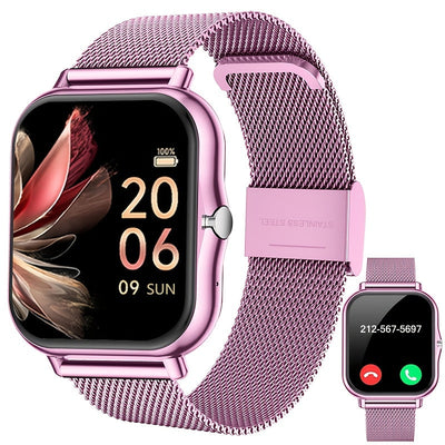 Smartwatch con Correa de Malla de Acero Inoxidable, Modos Deportivos Múltiples, Compatible con Sistemas iPhone y Android, La Mejor Elección para Regalo