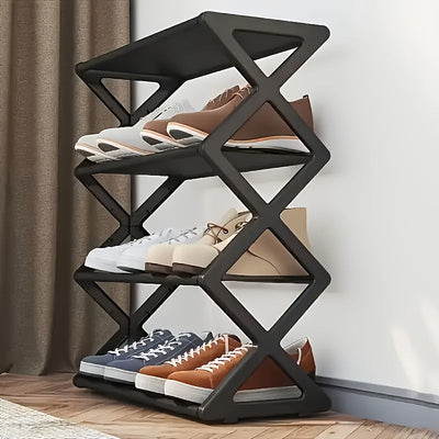 1 pieza de estante de zapatos X con forma de tubo de metal, organizador de almacenamiento de varias capas que ahorra espacio para entrada o pasillo - Montaje fácil, regalo ideal para la organización del hogar, almacenamiento de zapatos en la entrada | Es