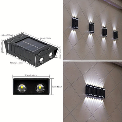 (4 unidades/Caja) Luces de lavado de pared solares al aire libre IP44 para decoración de jardín, nuevo estilo de luces de pared ambientales para cercas