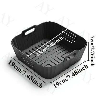 22.86 cm Forros de silicona reutilizables cuadrados para freidora de aire Ninja AF140 AF141 AF180 AF181 para freidora de aire Philips HD9270 Accesorios de horno para cesta de silicona para hornear