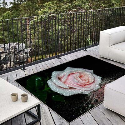 Alfombra de Lujo Seven Deer - Alfombrilla Antideslizante 852gsm para Exterior, Lavable a Máquina, Suelo Interior/Exterior para Sala, Terraza o Jardín - Diseños Elegantes en y Estampado Floral (Rosa Rosa, Decoración para Chimenea) - Área Grande hasta 2.16