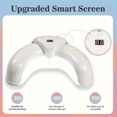 Lámpara de uñas LED portátil en forma de U con pantalla digital - 3 modos ajustables, alimentada por USB, diseño ergonómico con función de temporizador, sin olor, fácil de usar, rápida para manos y pies, adecuada para 6 grandes festividades, Halloween, N