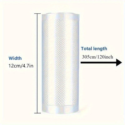 1 Rollo de Bolsas para Sellado al Vacío Extra Largas - 305 cm (10 pies), Bolsas de Almacenamiento de Comida Resistentes y Antifugas, Diseño Compacto Ahorrador de Espacio para Preparación de Comidas, Conservación del Fresco - Ideal para Hogar, Restaurante