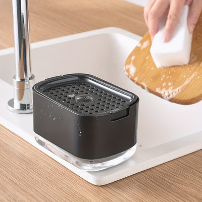 Dispensador de jabón de cocina de polipropileno con soporte para esponja, bomba de jabón espumante de presión manual, no eléctrico, sin contacto con alimentos, para lavar platos y limpiar ollas.