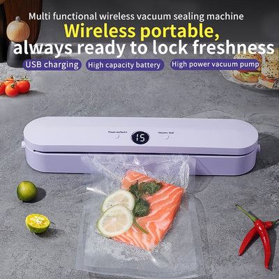 Máquina de sellado inteligente con pantalla LED mejorada, con gran capacidad de almacenamiento - Recargable por USB, batería de litio, eficiente para la conservación de alimentos, organización de la cocina | Accesorio de cocina moderno | Dispositivo reca