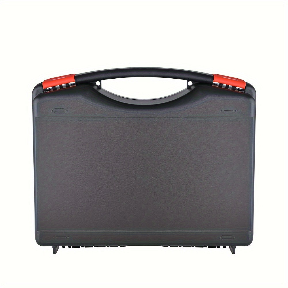 Estuche de Transporte Duro y Duradero Heikuding en Negro con Interior de Espuma Pluck, Mango Rojo y Etiqueta Adhesiva - Ideal para Teléfonos, GoPro, Cámaras, Micrófonos