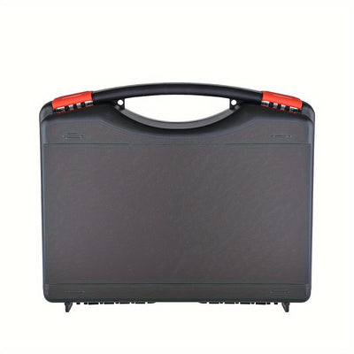 Estuche de Transporte Duro y Duradero Heikuding en Negro con Interior de Espuma Pluck, Mango Rojo y Etiqueta Adhesiva - Ideal para Teléfonos, GoPro, Cámaras, Micrófonos