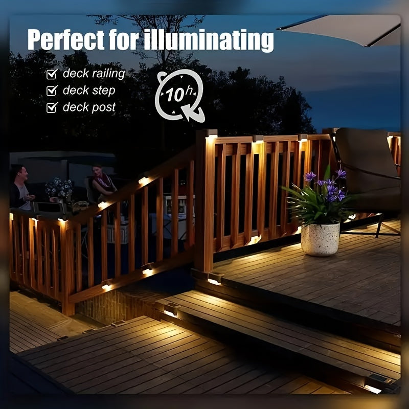 Conjunto de 16 Luces Solares para Escalones con Detector de Luz, Iluminación Exterior para Escaleras y Terrazas, Perfecto para Jardín, Porche y Decoración de Bodas