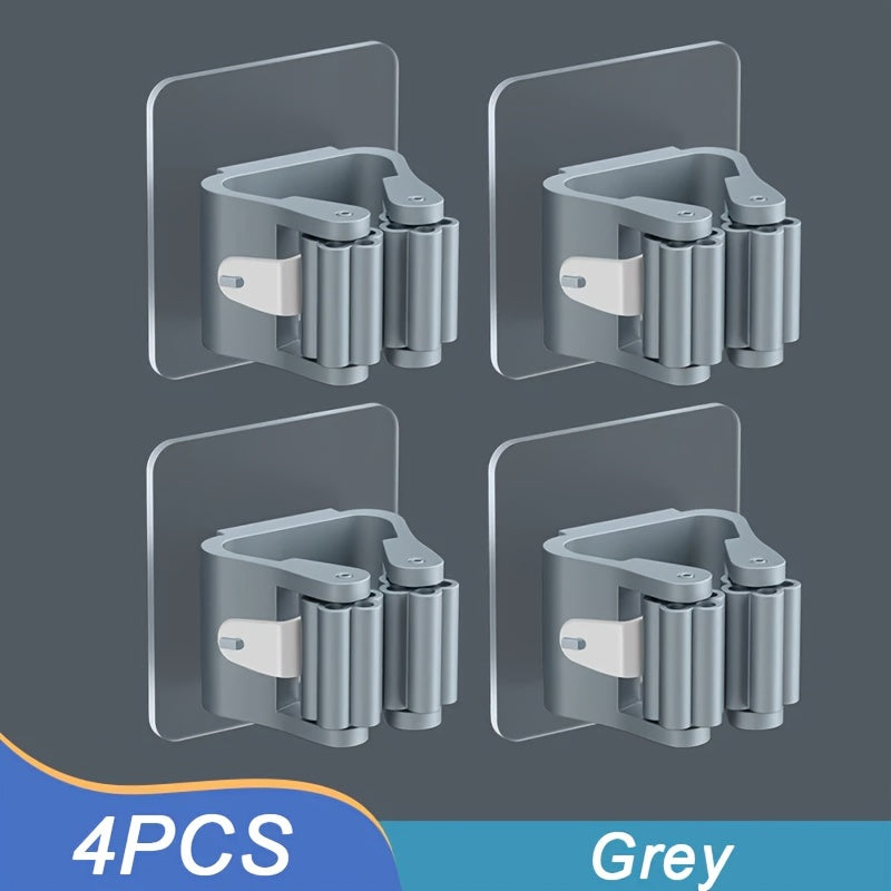 4 Ganchos para Montar en Pared sin Taladro, Organizador de Plástico Impermeable y Anticorrosivo Multiusos con Diseño Moderno, Ahorrador de Espacio para Baño y Cocina, Soporte para Escoba y Fregona, Accesorios de Limpieza, Gancho de Alta Calidad, Diseño M