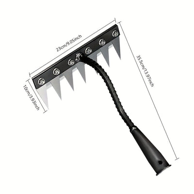 1 Herramienta Multifuncional de Alta Resistencia - Rastrillo de Hierro, Acero al Carbono Anticorrosivo. Ideal para Deshierbe/Reconversión de Tierras/Suelos Sueltos, Cultivación Fácil y Rápida a 5-6 cm de Profundidad