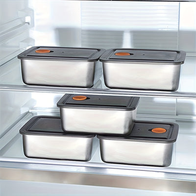5pcs o 10pcs Cajas Bento de Acero Inoxidable con Tapas - Contenedores de Almacenamiento de Alimentos Profundos y a Prueba de Fugas para la Escuela, Oficina, Camping y Picnics - Apto para Horno, Forma Cuadrada, Lavado a Mano Recomendado