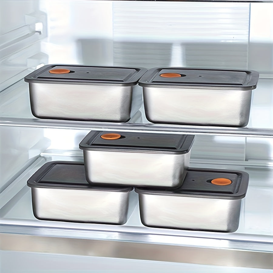 5pcs o 10pcs Cajas Bento de Acero Inoxidable con Tapas - Contenedores de Almacenamiento de Alimentos Profundos y a Prueba de Fugas para la Escuela, Oficina, Camping y Picnics - Apto para Horno, Forma Cuadrada, Lavado a Mano Recomendado