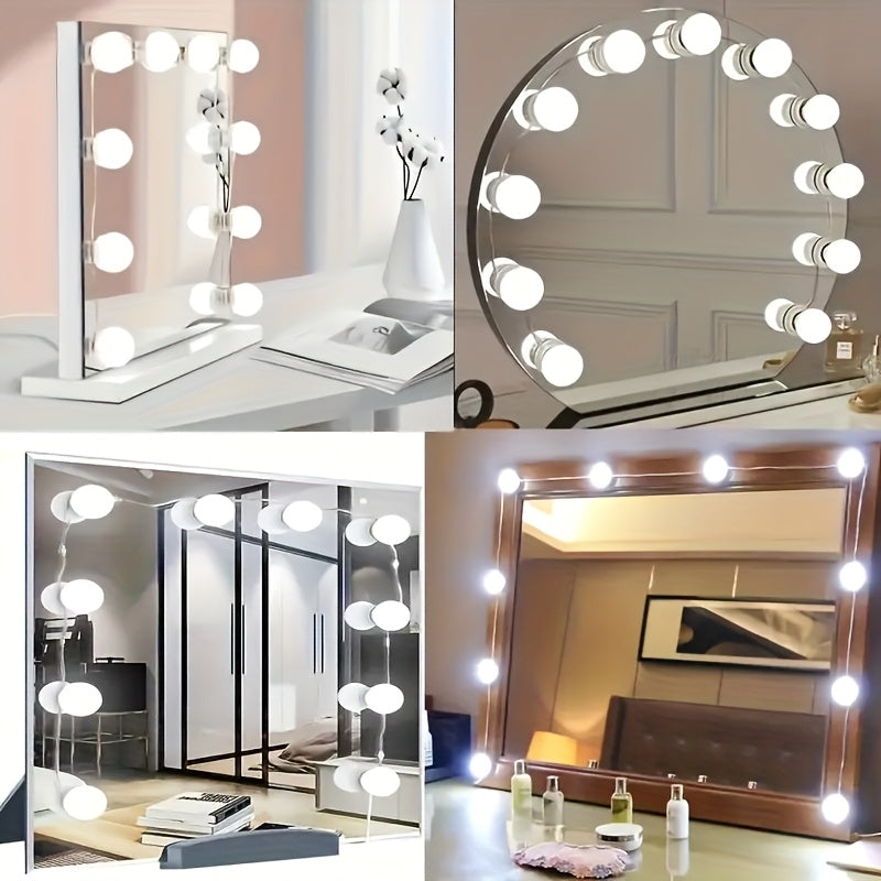 10/12/14 piezas de luces de espejo de tocador LED modernas, brillo y color ajustables, alimentadas por USB, 5V de suministro USB, dormitorio, baño, oficina, iluminación de espejo de maquillaje - Diseño de plástico elegante, luces de espejo de maquillaje
