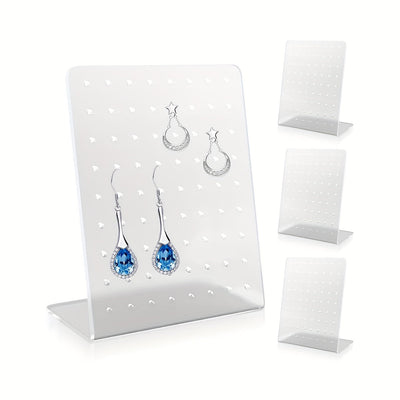 Organizador de aretes acrílico con 72 orificios, 1/2/3/4/10 piezas, soporte para exhibición de joyería, transparente, ideal para venta al por menor, almacenamiento en casa, medidas 10.01 x 7.59 x 5.51 cm, torres para joyería