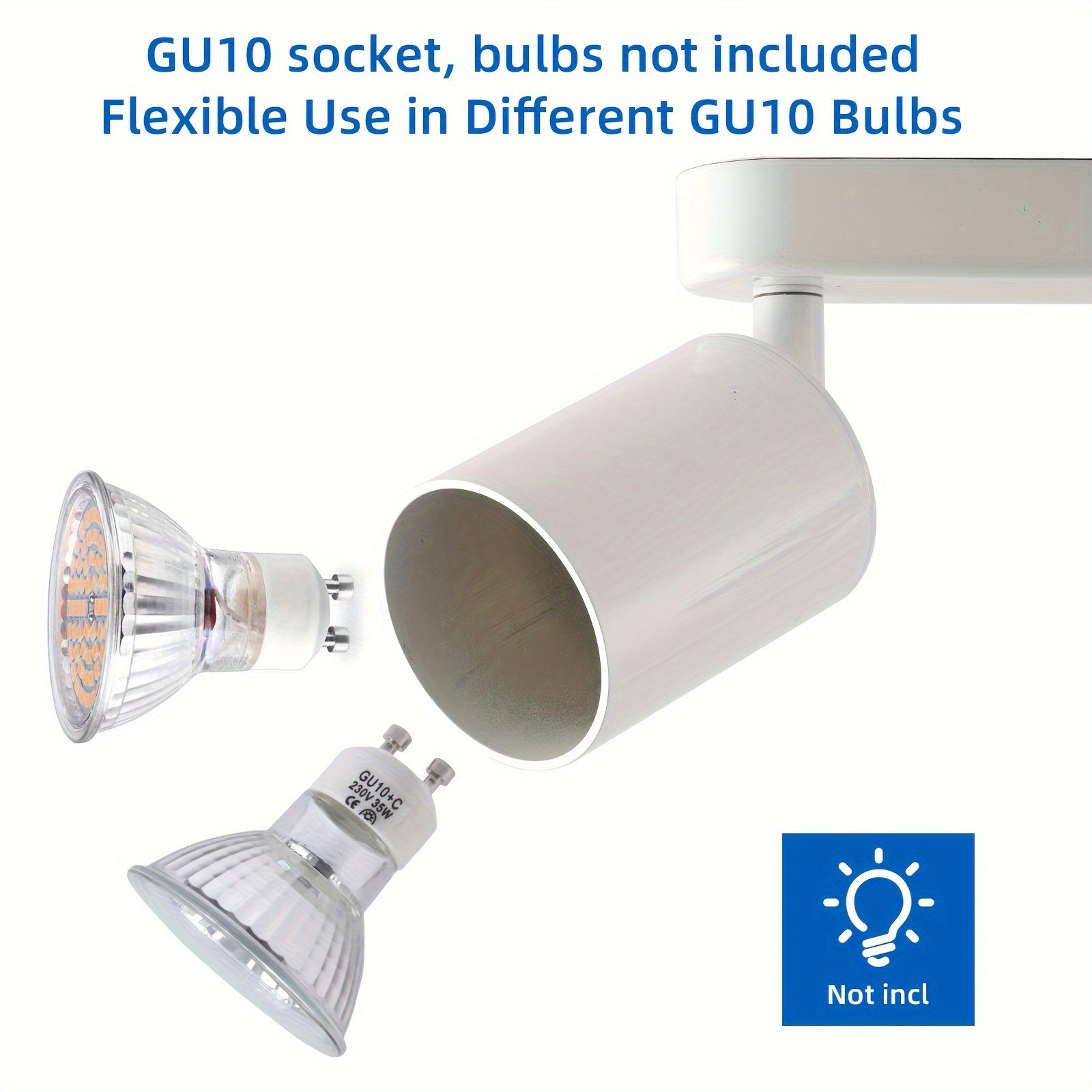 Luz de techo LED moderna, 4 bombillas, foco rotativo blanco GU10, acabado de hierro pulido, enfoque ajustable, montaje semi-inclinado, cableado duro, para cocina, dormitorio, sala de estar, oficina - Bombillas no incluidas, iluminación cercana al techo p
