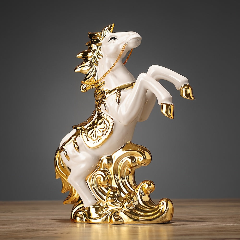 Elegante Figura de Caballo de Cerámica - Perfecta para Decoración de Hogar y Oficina, Regalo Ideal para Cumpleaños y Ocasiones Especiales
