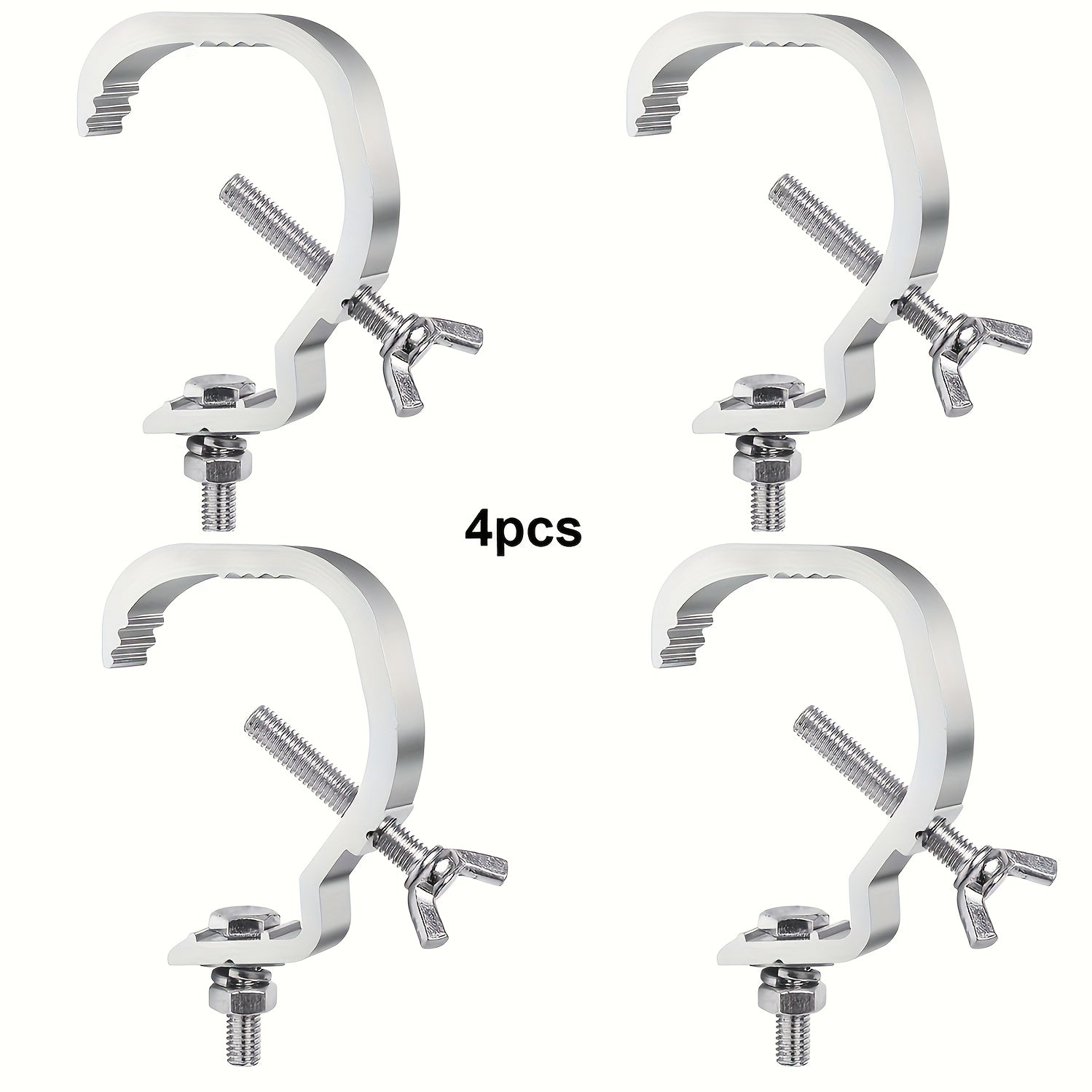 4piezas Ganchos de iluminación de escenario de aluminio y metal - Duraderos de 1.1 a 2 pulgadas de diámetro, no necesitan batería, fáciles de instalar para el montaje profesional de escenario, accesorios de iluminación de escenario | Acabado metálico ele