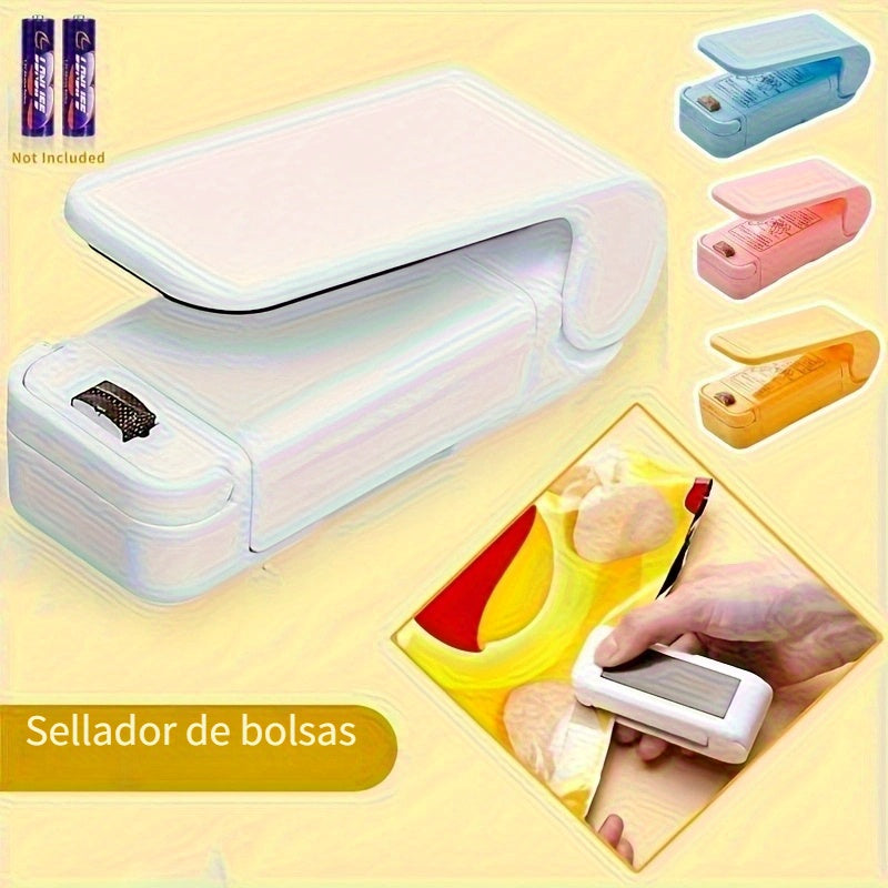 Selladora Portátil de Bolsas - Máquina Mini Selladora a Batería con 3 Opciones de Color (Azul/Rosa/Naranja) para Conservación de Alimentos, Snacks y Viajes - Diseño Compacto Manual, Sin Necesidad de Electricidad, Bolsas Sellables al Calor, Preservación d