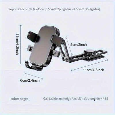 Soporte para teléfono de coche de tablero de control de aleación de aluminio, rotativo, escalable, forma cuadrada, para auto