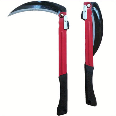 Cuchilla plegable de acero de manganeso de alta resistencia - Hojas afiladas de largo manejable ergonómico para jardinería, maleza, césped y camping - Herramienta duradera para exteriores con mango reforzado y construcción sólida, herramientas de jardine