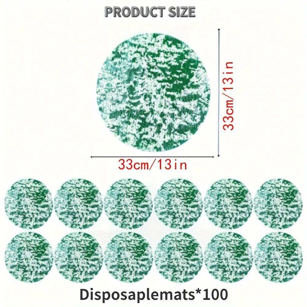 100pcs Manteles Desechables Elegantes con Lámina Dorada - Manteles Redondos de Poliéster Lujosos con Diseño de Malla Brillante para Bodas, Cumpleaños, Festividades - Ideales para Comedor y Decoración del Hogar, Manteles para Mesa de Comedor