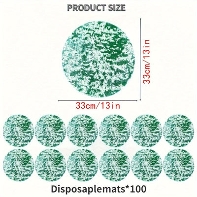 100pcs Manteles Desechables Elegantes con Lámina Dorada - Manteles Redondos de Poliéster Lujosos con Diseño de Malla Brillante para Bodas, Cumpleaños, Festividades - Ideales para Comedor y Decoración del Hogar, Manteles para Mesa de Comedor