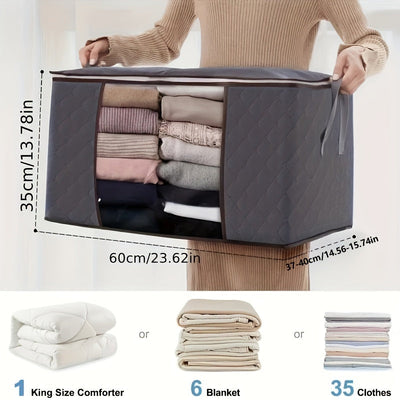 Bolsa de almacenamiento extra grande plegable - Organizador de tela resistente para ropa, cobijas y más - Ideal para dormitorio, residencias estudiantiles y viajes - Gris