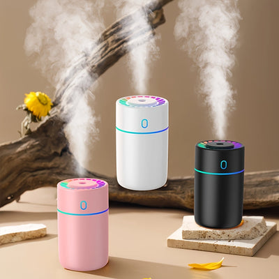 Humedificador de niebla fría con alimentación USB con funcionamiento silencioso y efectos de iluminación ambiental colorida, adecuado para uso en salones, oficinas y dormitorios