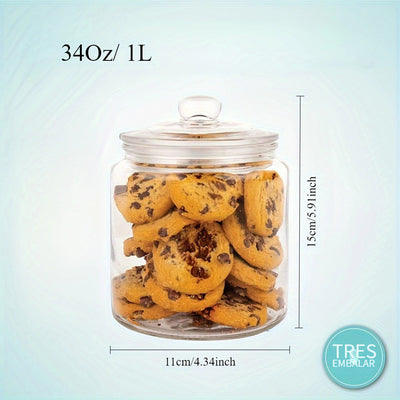 Tres Paquetes de 1L, Dos Paquetes de 2L, Tarros de vidrio sellados para harina, pasta, dulces, comida para perros, snacks, etc. | Tarros de almacenamiento de vidrio para cocina y despensa