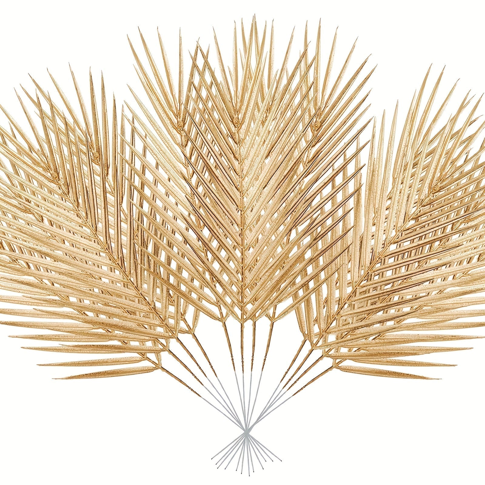 16 piezas de Hojas Artificiales Doradas para Palmeras - Decoración Típica Tropical Realista para Interiores/Exteriores del Hogar, Centros de Mesa, Rellenos para Jarrones DIY, Perfecto para Bodas, Cumpleaños, Festividades y Más, Ideal para Navidad, Perfec