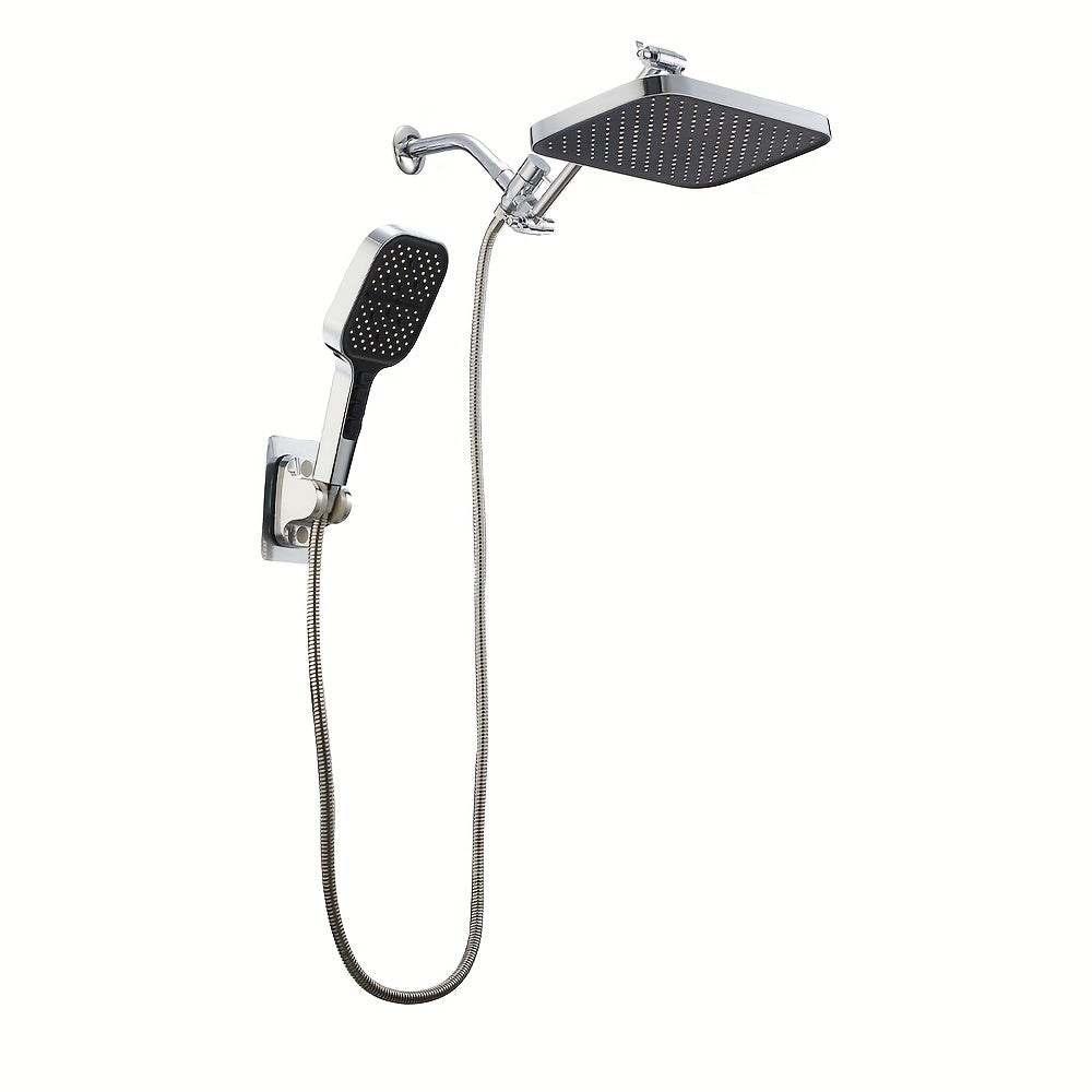 1 conjunto de cabezal de ducha de lluvia, 28cm de alto presión, con brazo de extensión ajustable de 27,5cm y 7 configuraciones, cabezal de ducha de mano con rociador, accesorios para baño, conjunto completo de accesorios para baño.