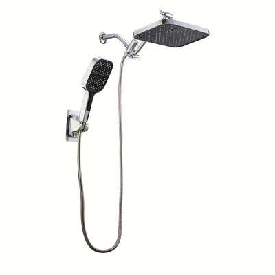1 conjunto de cabezal de ducha de lluvia, 28cm de alto presión, con brazo de extensión ajustable de 27,5cm y 7 configuraciones, cabezal de ducha de mano con rociador, accesorios para baño, conjunto completo de accesorios para baño.