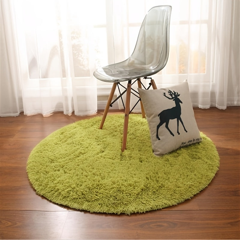 Alfombra redonda suave y esponjosa, antideslizante, lavable, de fibra de poliéster, diseño geométrico, tejida a máquina para sala, dormitorio, cuarto de juegos, residencia estudiantil, sofá, decoración para habitación de adolescentes, 450 g/m², 4.5 cm de