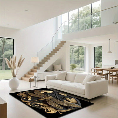 Alfombra de Lujo Moderna - Antideslizante y Lavable a Máquina con Detalles en y Dorado, Acolchada y Base Antideslizante para Sala, Dormitorio, Entrada o Baño - Alfombra Grande para Pasillo, Apartamento, Uso Interior/Exterior - Fácil Limpieza, Diseño Sofi