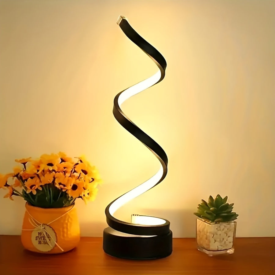 Lámpara de mesa creativa estilo retro - Brazo espiral ajustable, luz cálida suave, diseño multifuncional que ahorra espacio para dormitorio, estudio, sala de estar, regalo ideal para amigos y familiares.