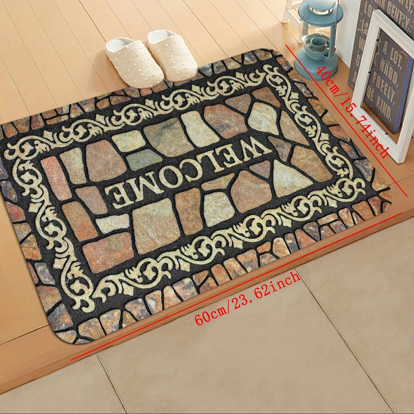 1 alfombra de bienvenida resistente con respaldo antideslizante, felpudo de entrada de pelo corto, fácil de limpiar, compatible con áreas de alto tráfico, colores y tamaños hermosos, ideal para uso en interiores y exteriores, decoración del hogar, habita