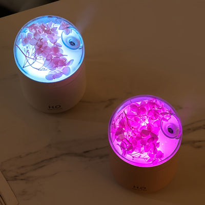 Humidificador de Alta Calidad con Flores Románticas Eternas y Aromaterapia - Luz de Degradado Colorido, Hidratación de Belleza Nano Mist, Alimentado por USB, 500ml