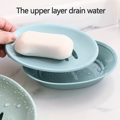 1 Protector De Jabón De Doble Capa, Novedoso, Portátil, Antideslizante, Ovalado, Para Almacenamiento De Jabón, Contenedor, Soporte Para Caja De Jabón De Ducha De Cocina, Accesorios De Baño