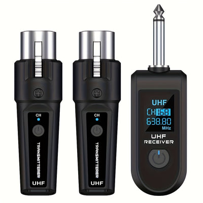 Transmisor y receptor sin varillas con adaptador UHF XLR, carga USB-C, compatible para micrófonos dinámicos y de condensador en producción musical, mezcladora de guitarra y sistemas PA